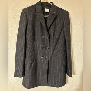 Piazza Sempione Blazer Women Black Pinstripe Wool Double Breasted Made In Italy